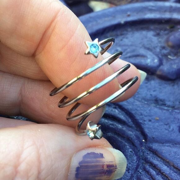 Stainless steel wrap around crystal Blue Star ring Sizes 5,11 - Picture 7 of 8